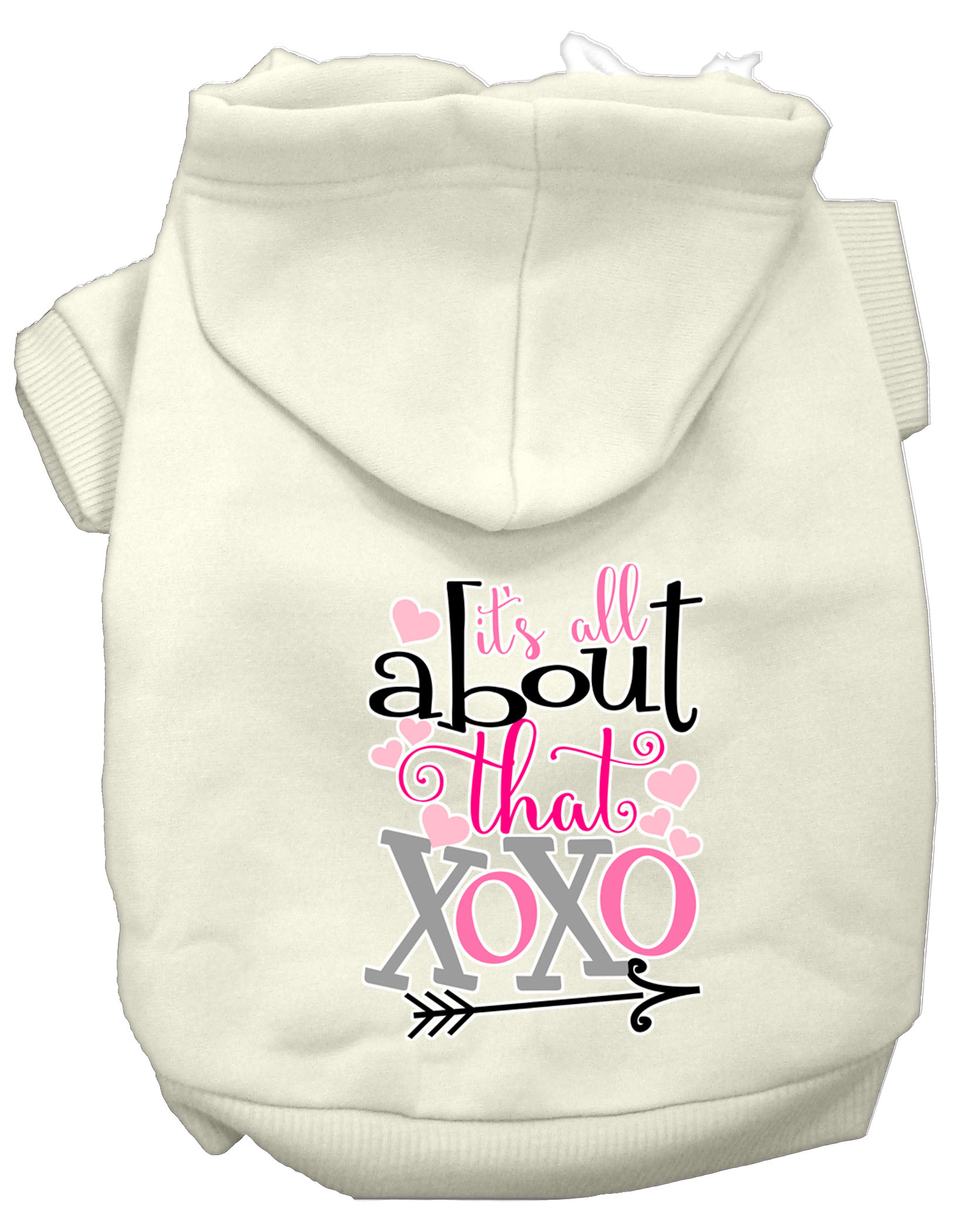 All About that XOXO Screen Print Dog Hoodie Cream L